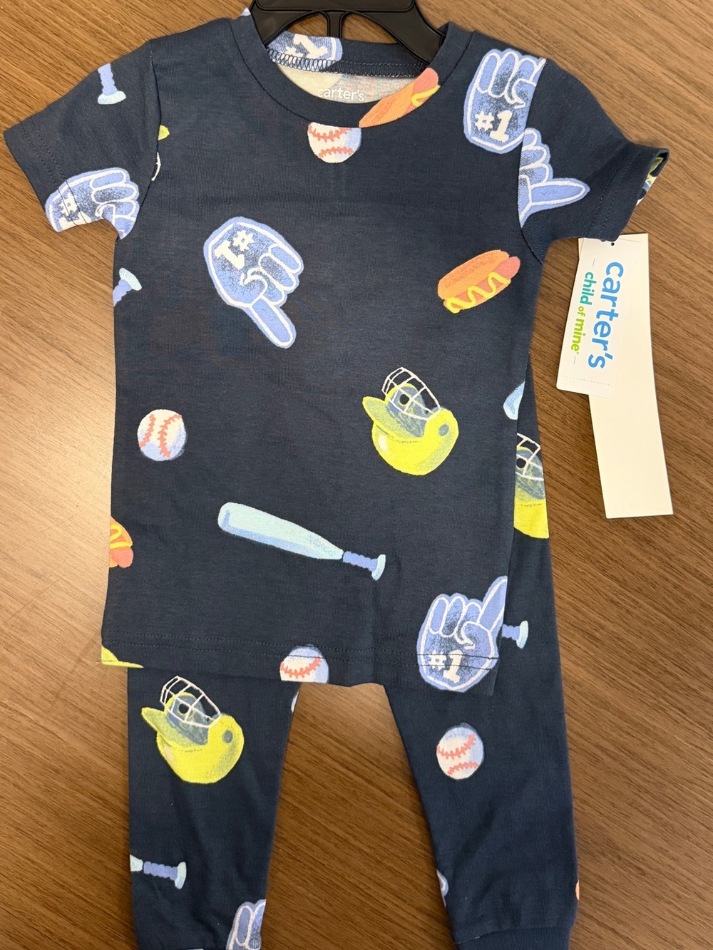 NWT - Carter's Child of Mine Toddler NAVY SPORTS Pajama Set (18 months)